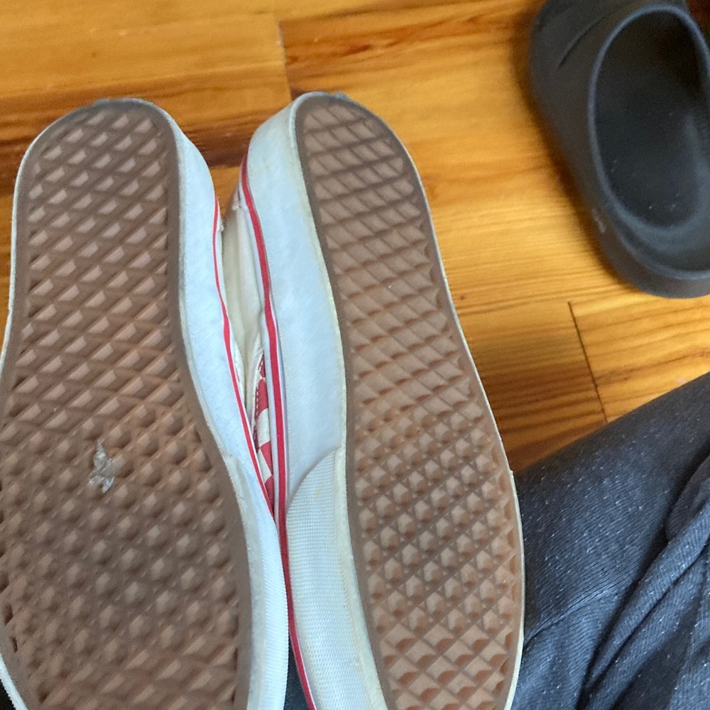 Vans Red and White Checkerboard Sneakers - Picture 2 of 3